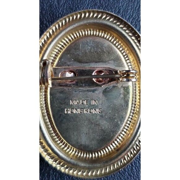 ANTIQUE Vintage Jewelry- Oval Cream Cameo on Orange Pendant Pin Brooch - Picture 4 of 6